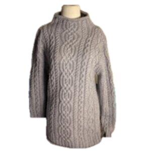 Aran Mór 100% Wool Gray Cable Knit Sweater Size M Irish Wool Pullover